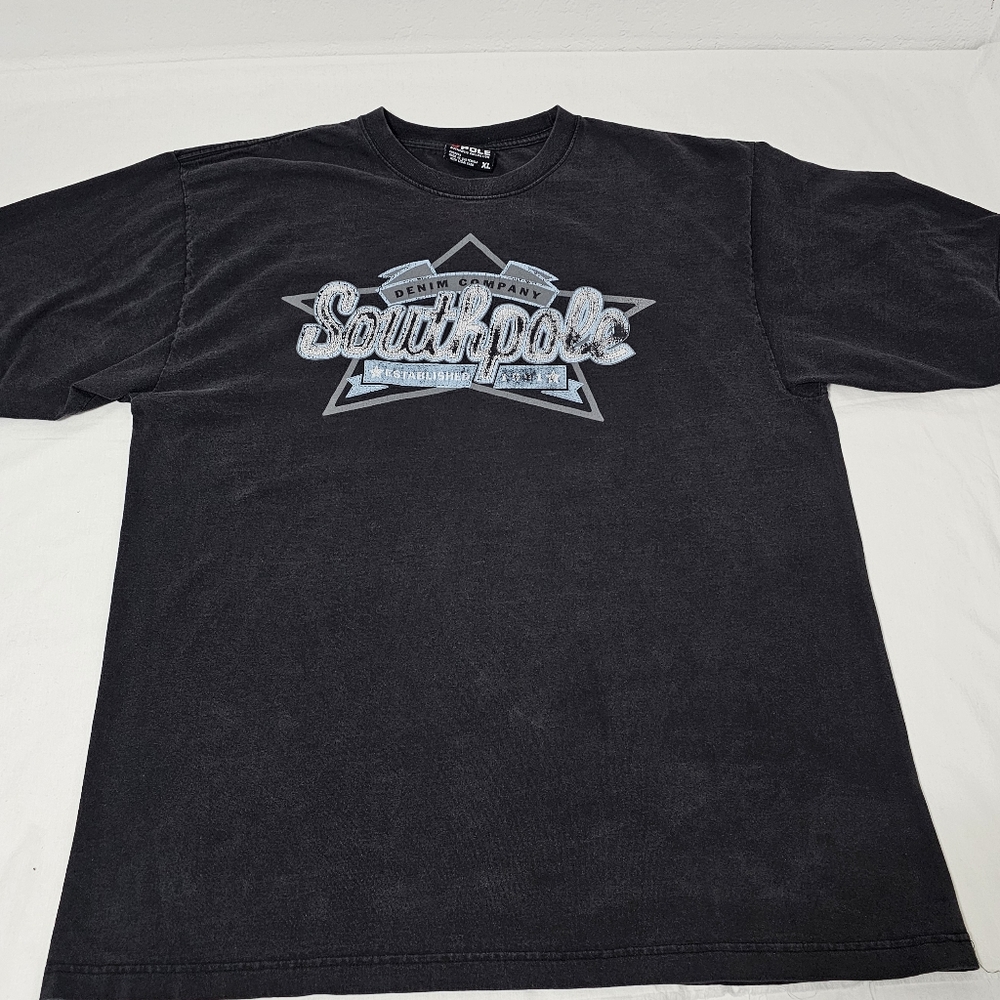 South Pole Y2k Vintage Logo T-Shirt for Men XL Relaxed-Fit Black